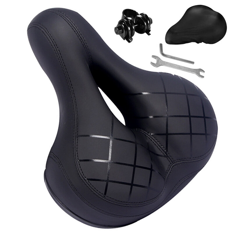 Bike Seat Cushion Oversized Comfortable Universal Shock Absorbing Bicycle Saddle with Wrench Protect