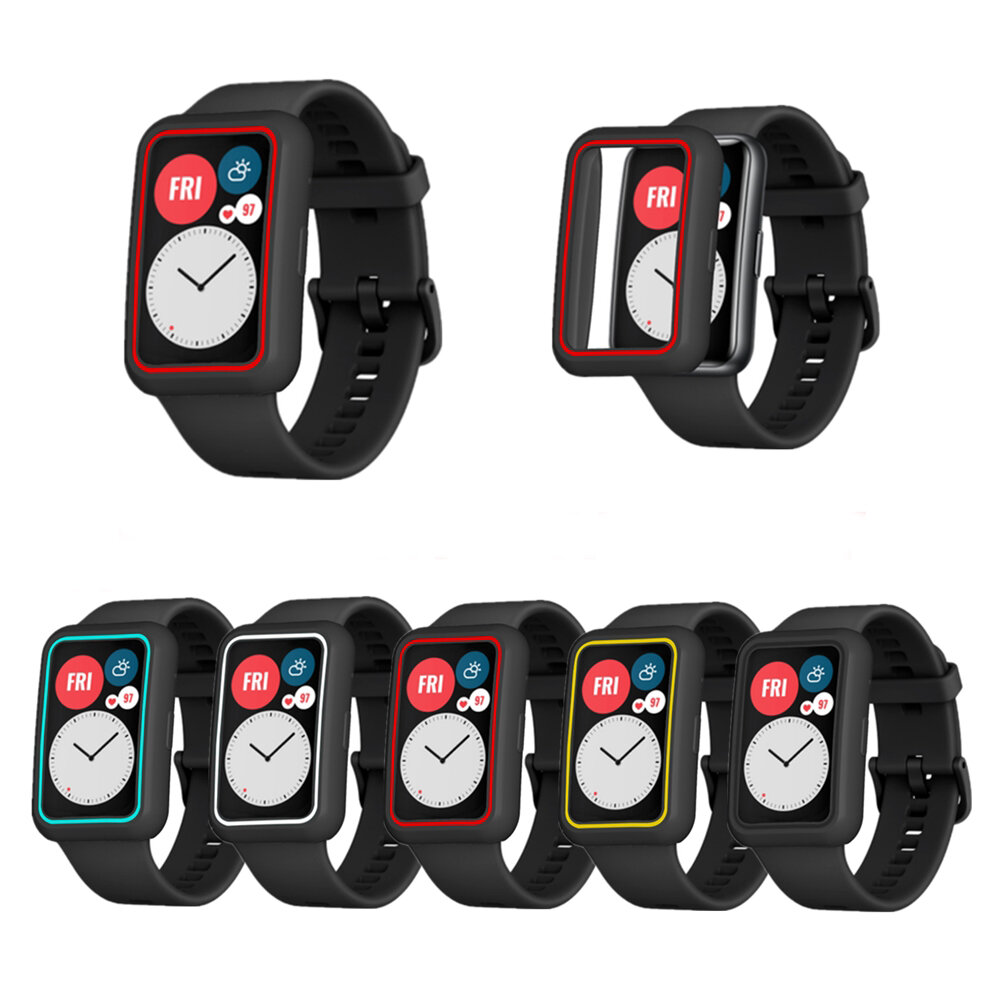 Bakeey Soft TPU tweekleurige half-pack horlogekast Cover Horlogebeschermer voor Huawei Watch Fit