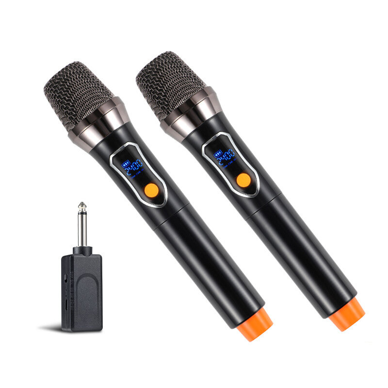 

1 to 2 2.4G Wireless Microphone 800mAh Battery LED Digital Display Dual Handheld Dynamic Karaoke Mic System for Stage Pa