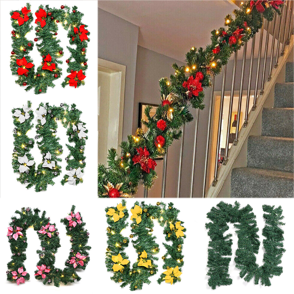 

2.7m Christmas Tree Wreath Door Hanging Garland Window Ornament Xmas Party Decor Christmas Decorations Clearance Christm