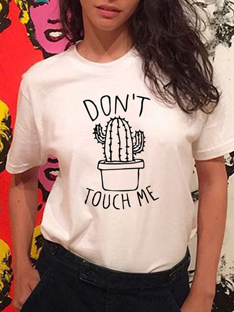 Vrouwen Cartoon Cactus Print Beknopte dagelijkse casual T-shirt met korte mouwen