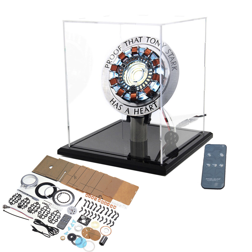 

High Version 1:1 Alloy Arc Reactor DIY Model MK1 LED Light Mark Chest Tony Heart Lamp Light With Display Stand Cover Rem