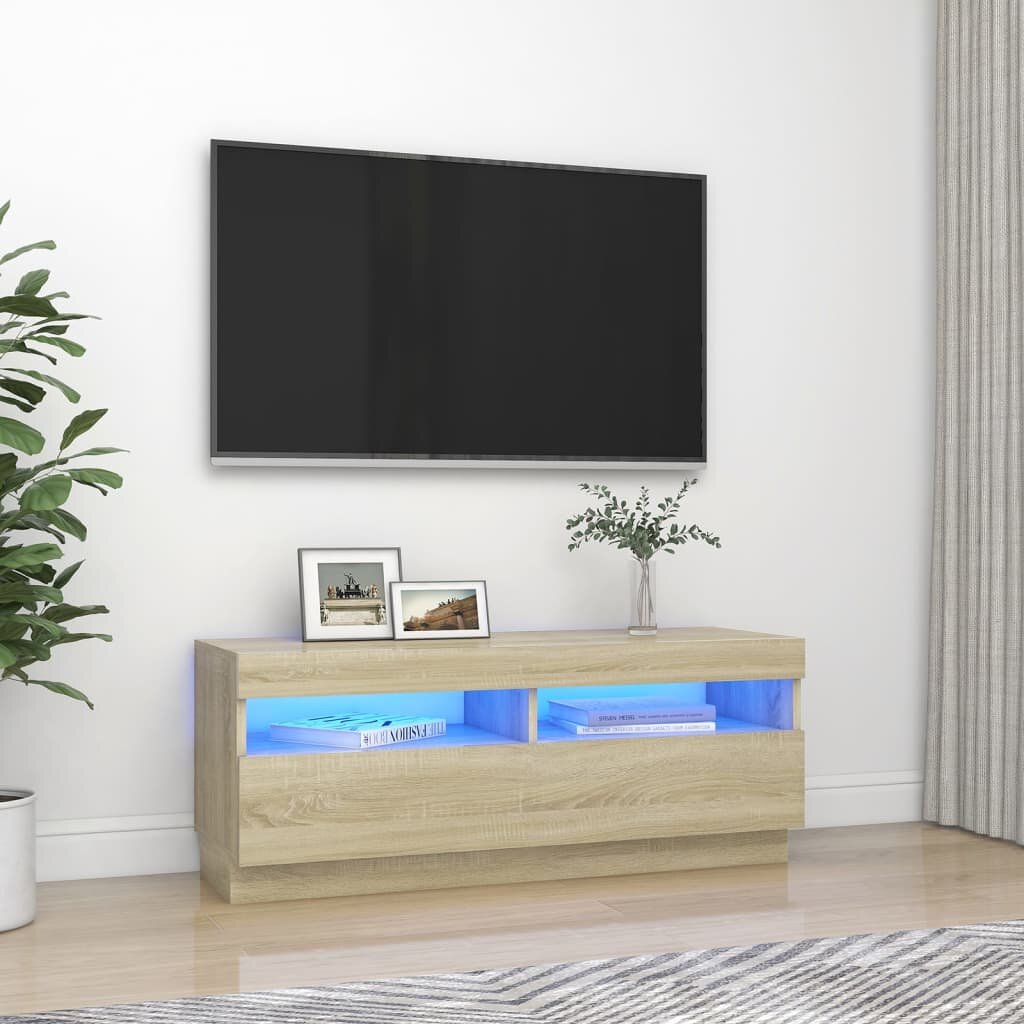 

TV Cabinet with LED Lights Sonoma Oak 39.4"x13.8"x15.7