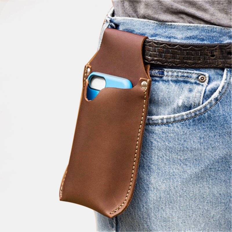 Men Genuine Leather Reteo 6 inch Phone Bag Waist Bag Belt Bag