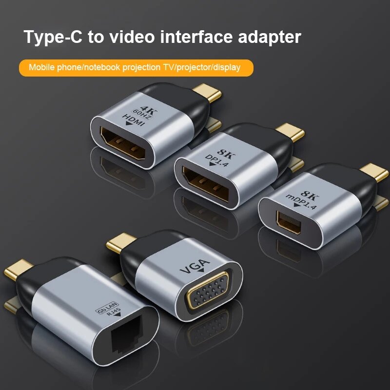Bakeey USB C Adapter Type C naar HDMI / Display Port / Mini Display / VGA / RJ45 Gigabit Ethernet 4K