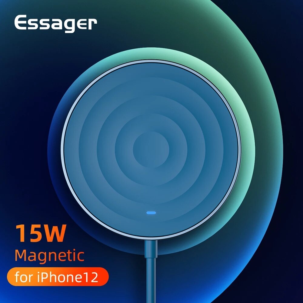 Essager 15W QI Magnetic Wireless Charger Fast Charging Pad for iPhone 12 Series for iPhone 12/12 Mini / 12 Pro Max for Samsung S21 Galaxy Note S20…