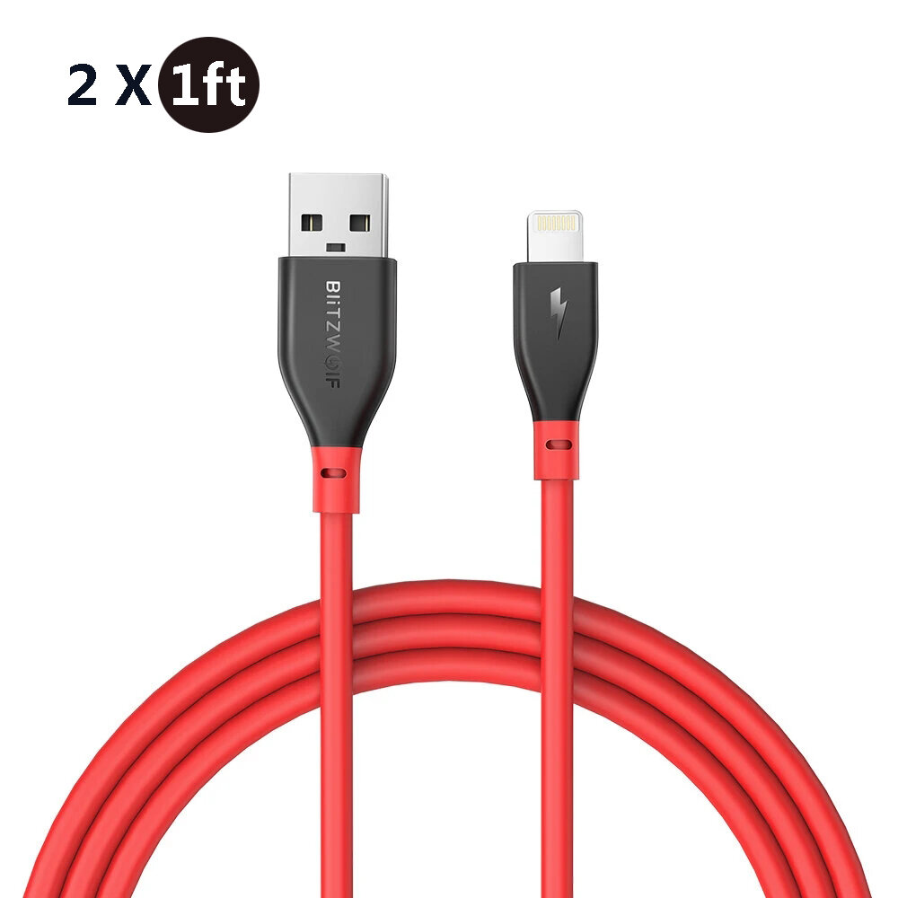 [2パック]BlitzWolf®BW-MF112.4AUSBto Lightning Cable with MFi Certified 0.3m / 1ft Charger Cable Data Transfer Cord For iPhone 13 13 Mini 13 Pro Max 12…