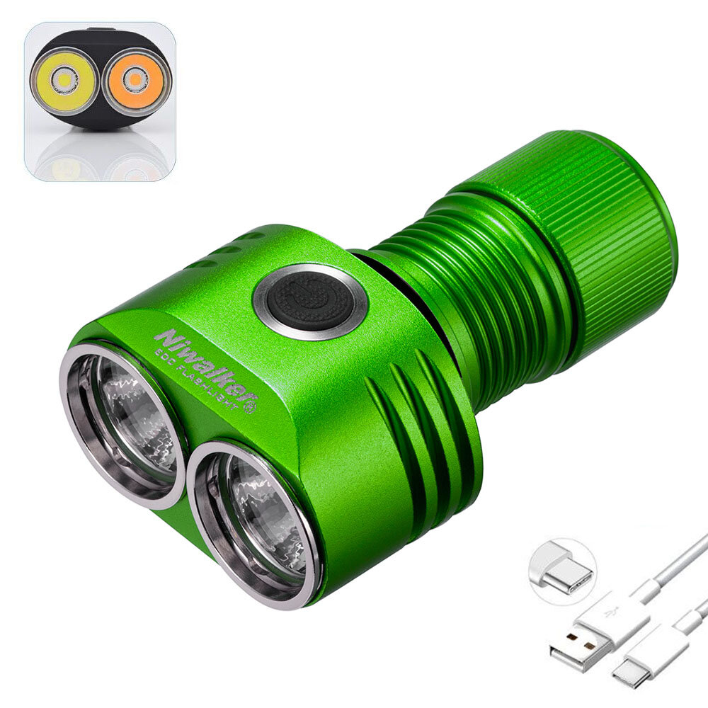 NIWALKER ETmini V1 635lm 6000K & 623lm 4000K Dual Lens EDC Flashlight with 18350 Battery USB-C Recha