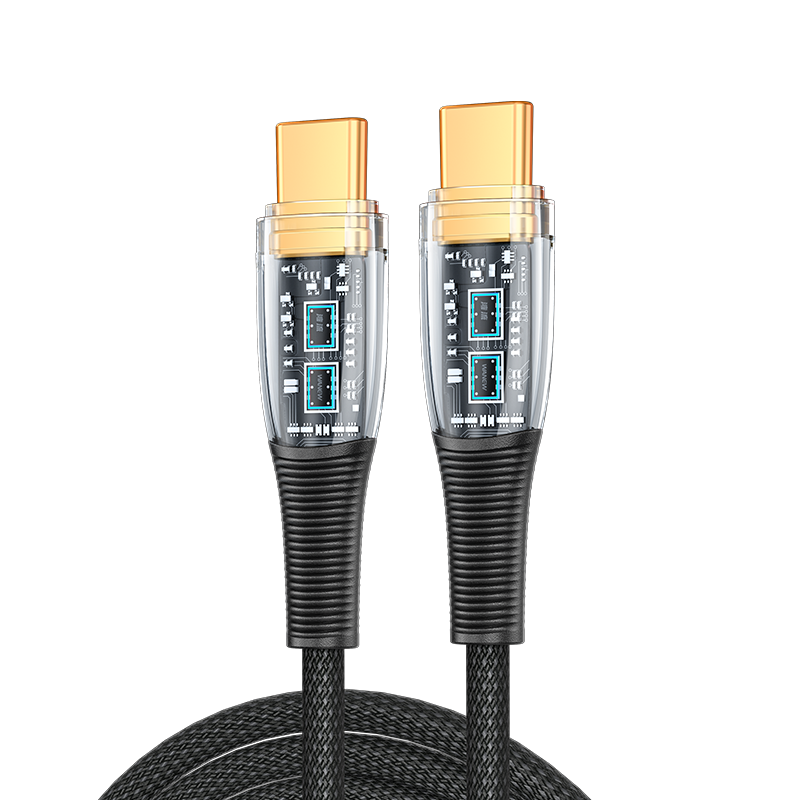 PD 100W Transparent Type-C to Type-C Cable Fast Charging Data Transmission Tinned Copper Core Line 1.2M/2M Long For Sams