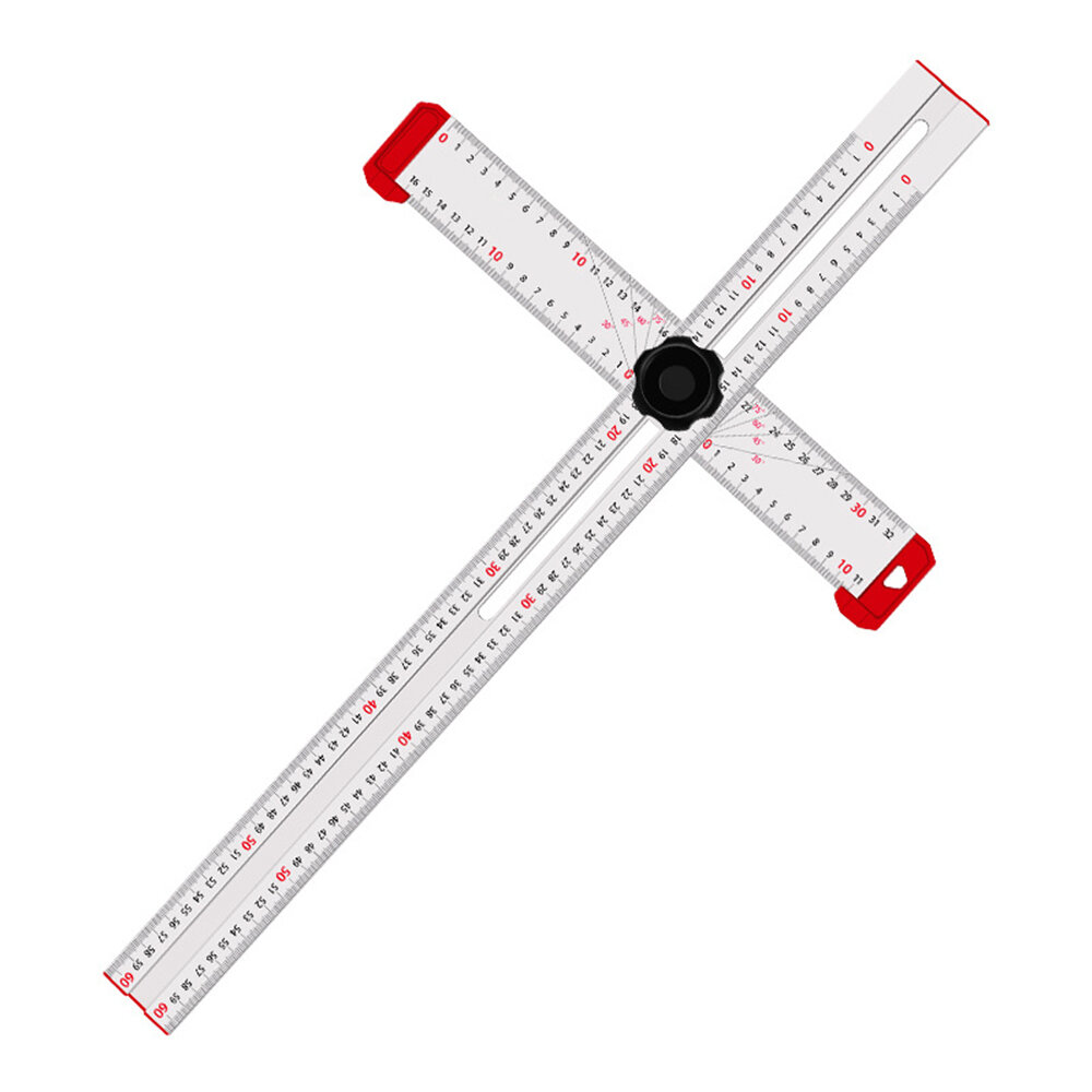60cm Aluminum Alloy Angle Ruler Woodworking Scribe Adjustable Marking Gauge T-type Ruler Measuring Gauge 600mm
