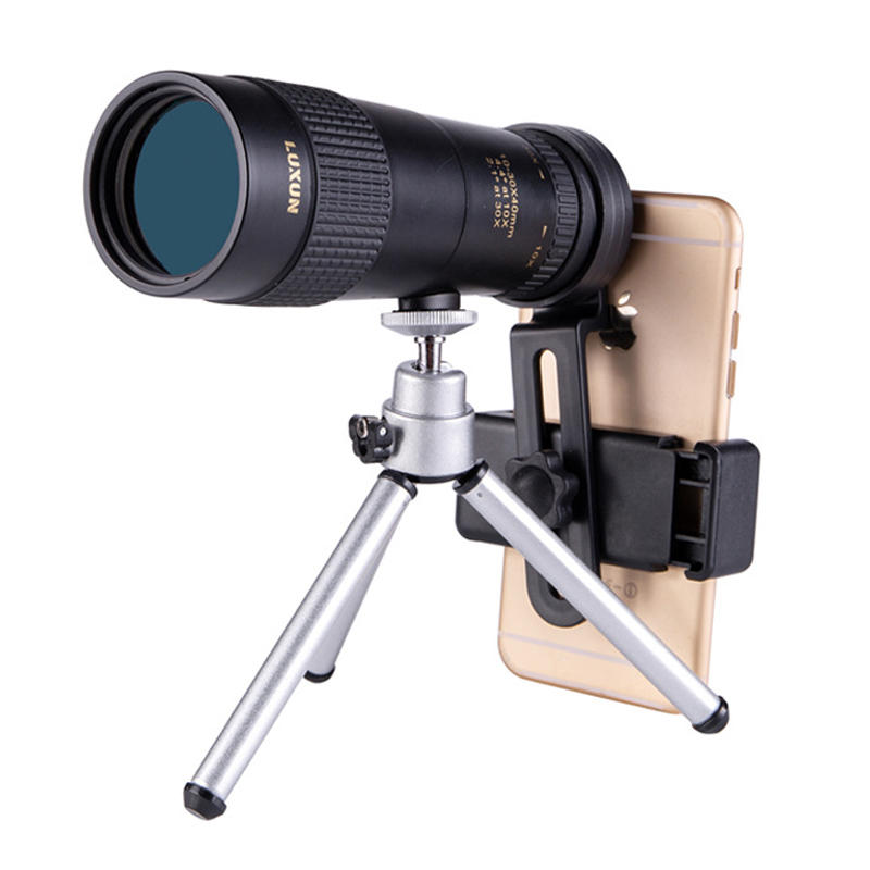 Monoculare IPRee® 10-30X40 con zoom, ottica HD BAK4, visione diurna e notturna, supporto per telefono e treppiede.