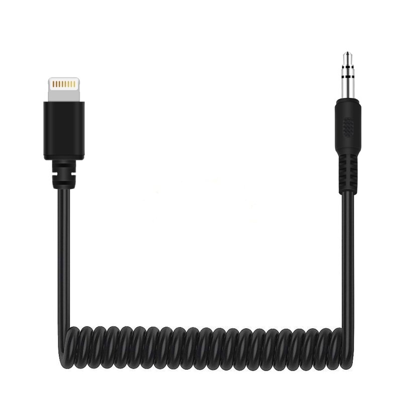 PULUZ PU514 3.5mm TRRS Male to 8 Pin Live Microphone Audio Adapter Spring Coiled Cable for DJI OSMO Pocket Smartphones C