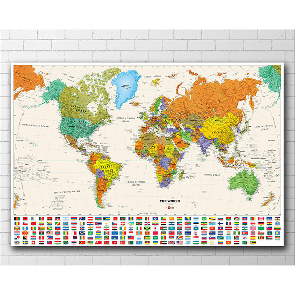 Modern World Map Vintage Wall Art Poster Frameless Non-woven Canvas Painting School Supplies Home Living Room Decoration, Banggood  - buy with discount
