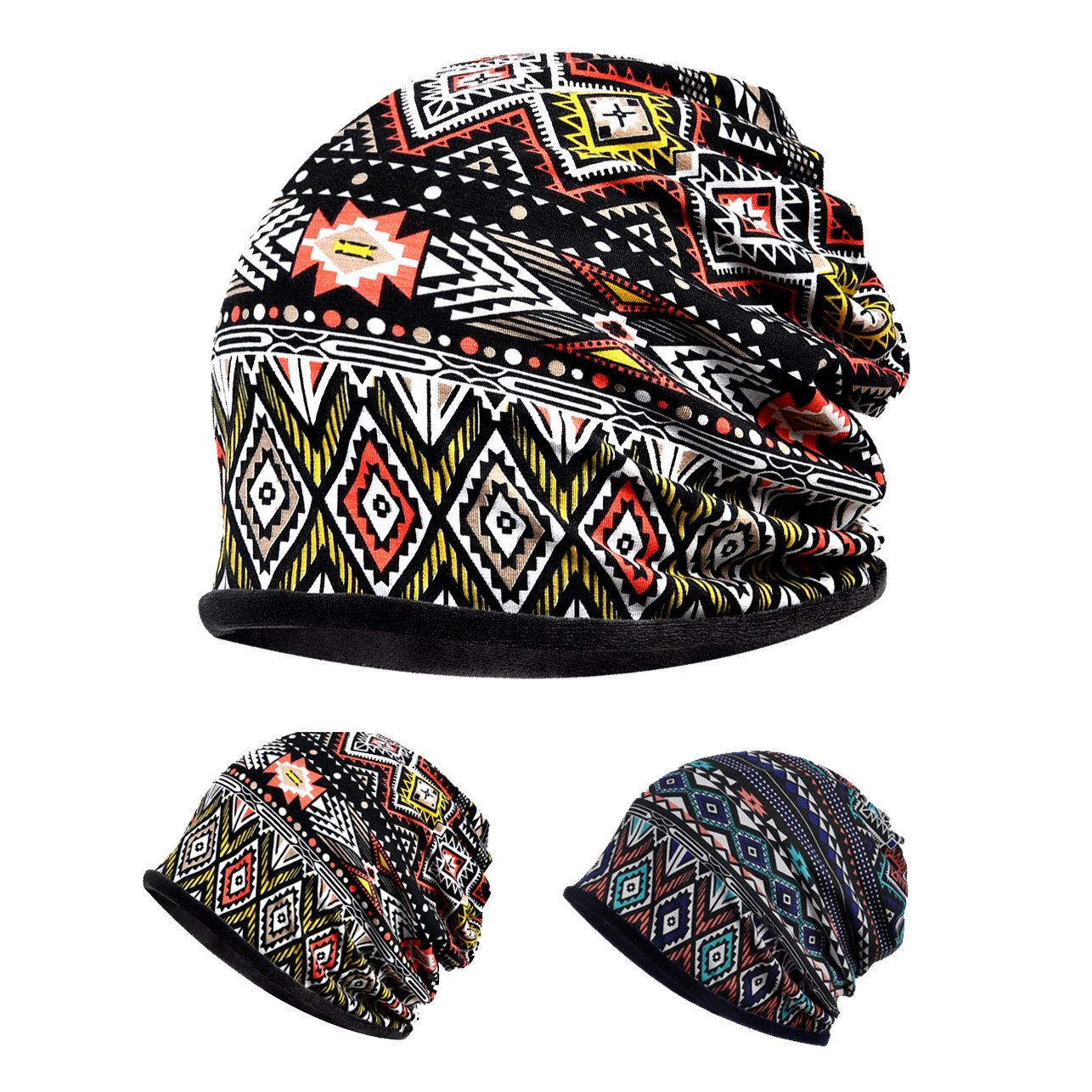 

TENGOO Winter Thicken Warm Skullies Beanie Hat Scarf Men Elastic Hats Trendy Streetwear Scarf Bonnet For Winter Outdoor