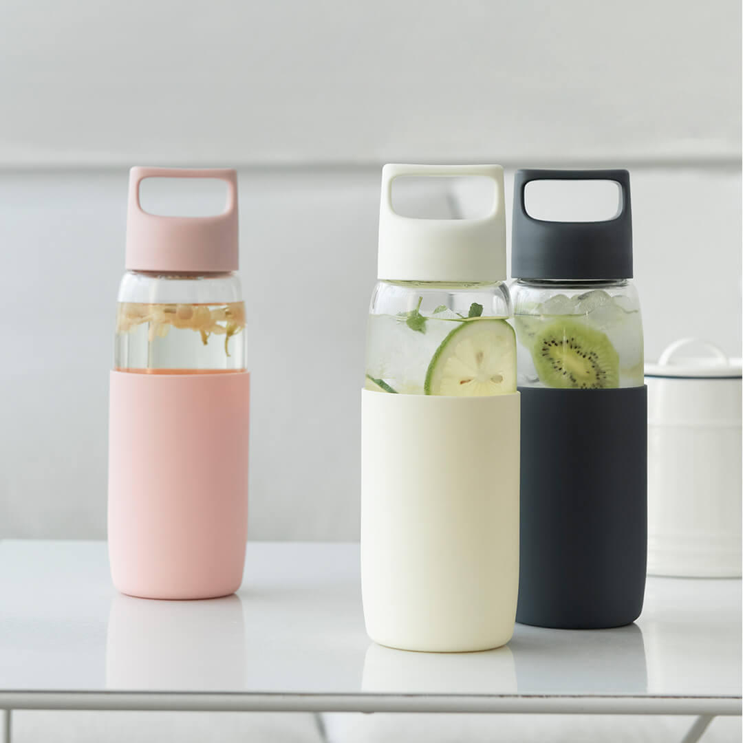 Fun Home 500ml Glass Water Bottle Portable -20℃-150℃ Temperature Tea Cup Drinking Mug With Silicone Case from 