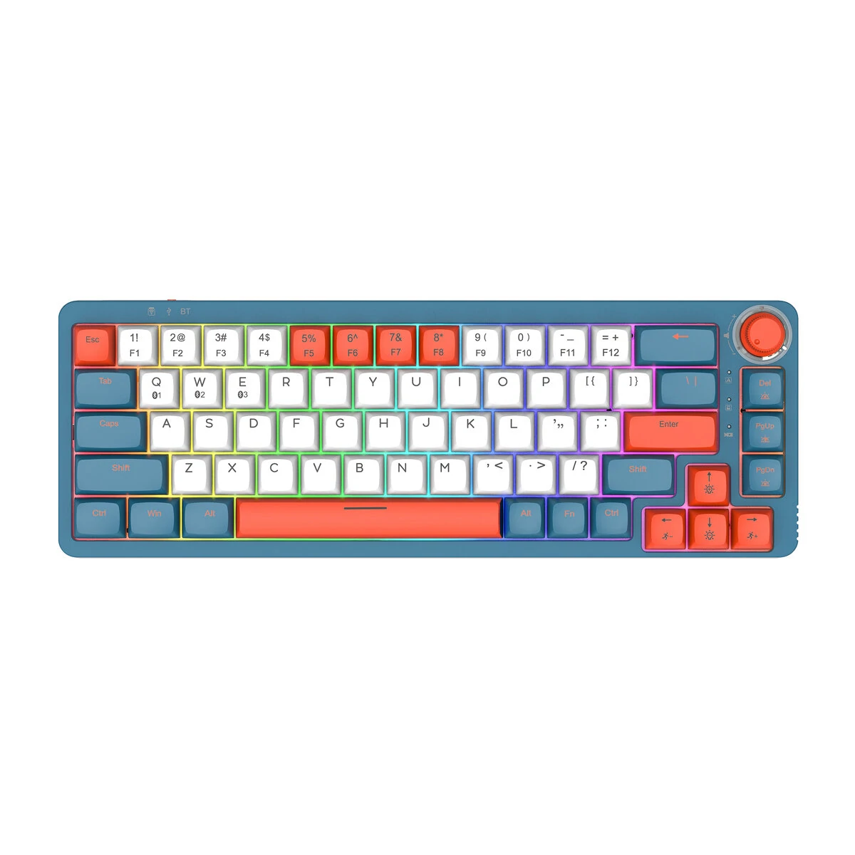GamaKay LK67 Mechanical Keyboard 67 Keys RGB Gateron Switch Hot Swappable 65% Programmable Triple Mode Wired bluetooth 5.0 2.4GHz NKRO PBT XDA Profile Keycaps Gaming Keyboard with Rotate Button Custom Keyboard - Yellow Switch