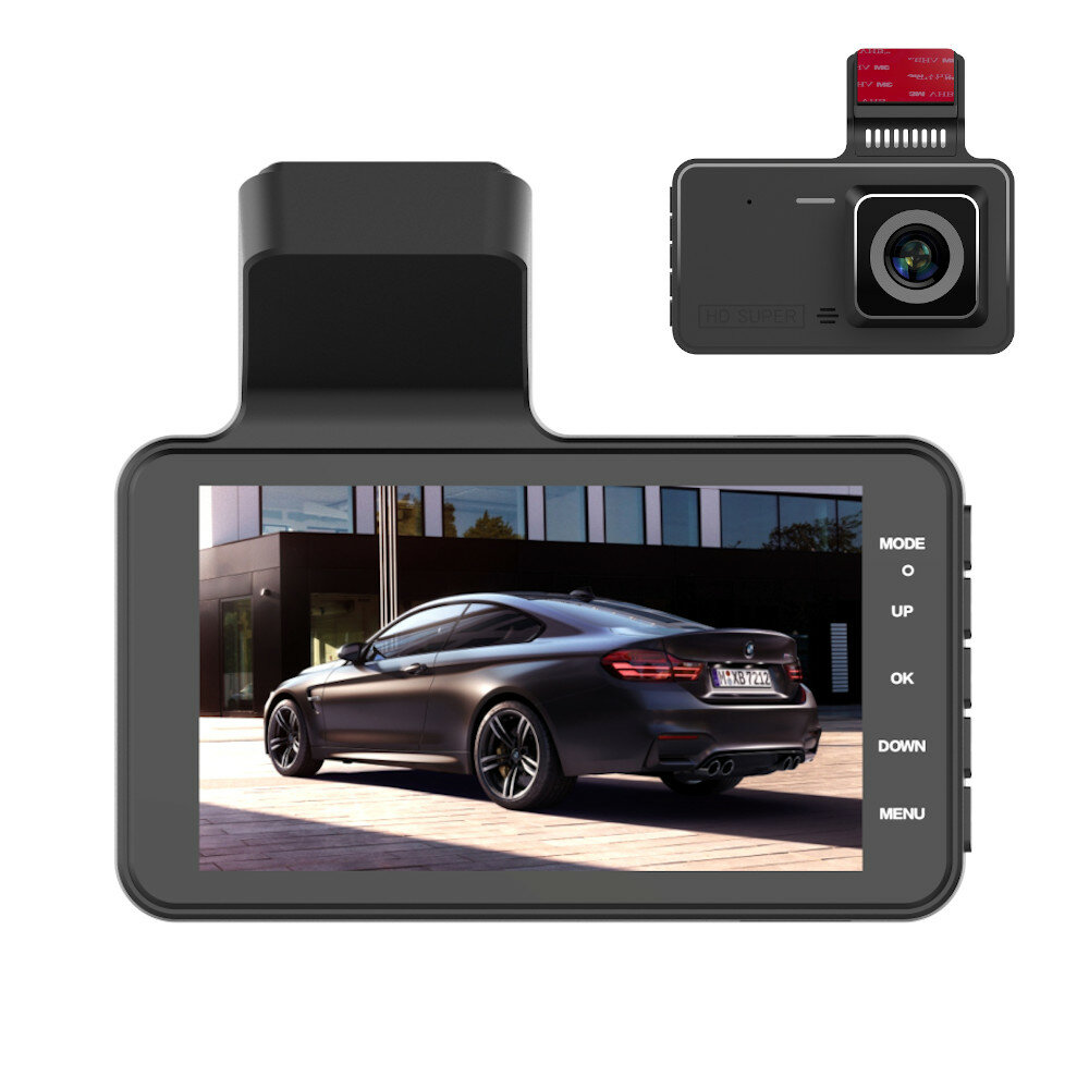 Στα 26.68 € από αποθήκη Κίνας | 4 Inch Dash Cam HD 1080P Car DVR Front Rear Dual Recording Reversing Image 24H Parking Dual Lens Driving Recorder