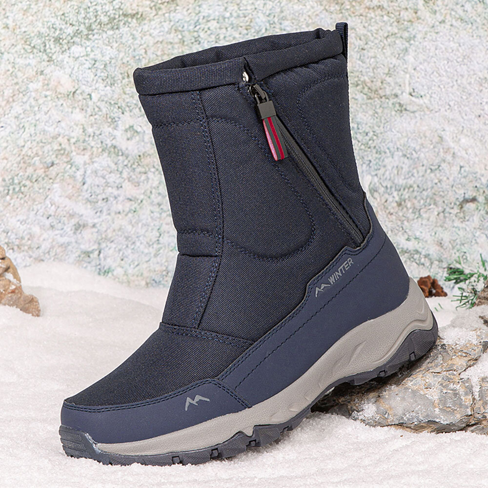 Men Side-zip Waterproof Non-slip Wear Resistant Thicken Plus Velvet Warmth Northeast Snow Boots