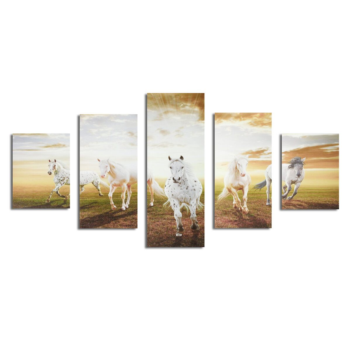 

5Pcs Running Horses Canvas Paintings Wall Decorative Print Art Pictures Frameless Wall Hanging Decorations for Home Offi