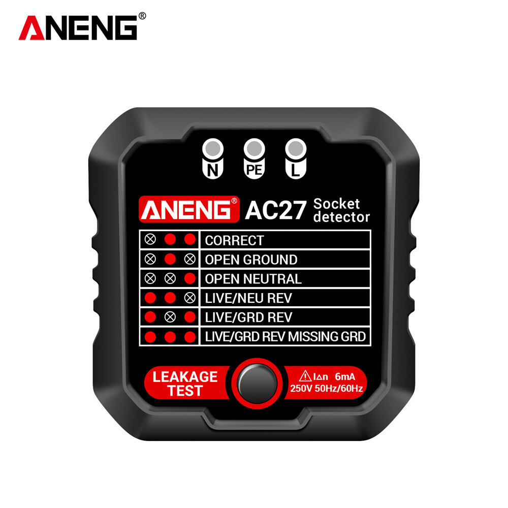 ANENG AC27 Smart Socket Tester EU/US Plug Polarity Phase Check Voltage Detector Test Electroscope Meter Circuit Breaker