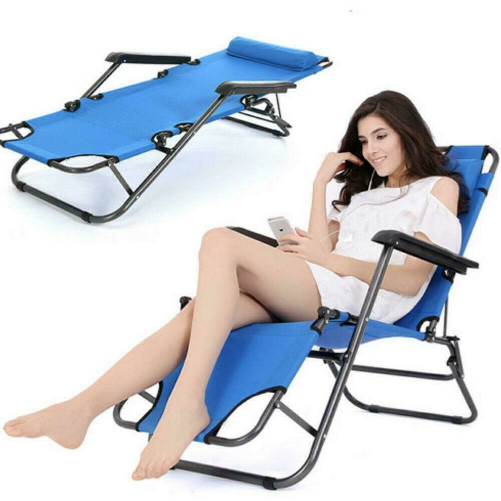 

Portable Folding Sun Loungers Single Sofa Bed Office Noon Break Nap Leisure Bed Comfortable Beach Chaise Outdoor Camping