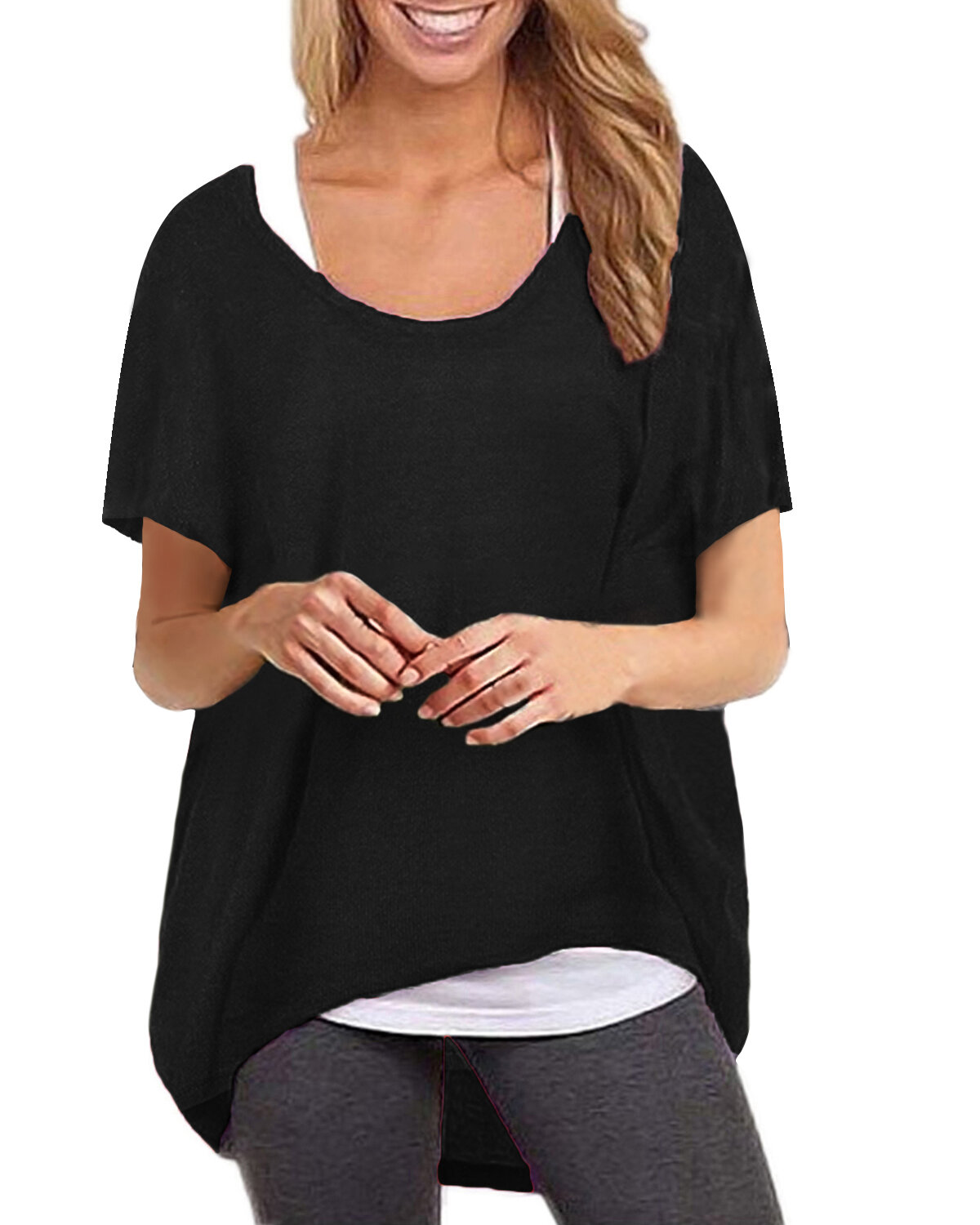 Women Half Sleeve Loose Baggy Tops Pullover Casual Blouse