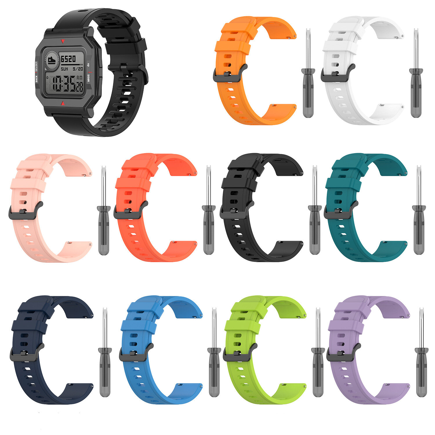 Bakeey Colorful Siliconen horlogeband met afstelgereedschap voor Amazfit NEO Smart Watch
