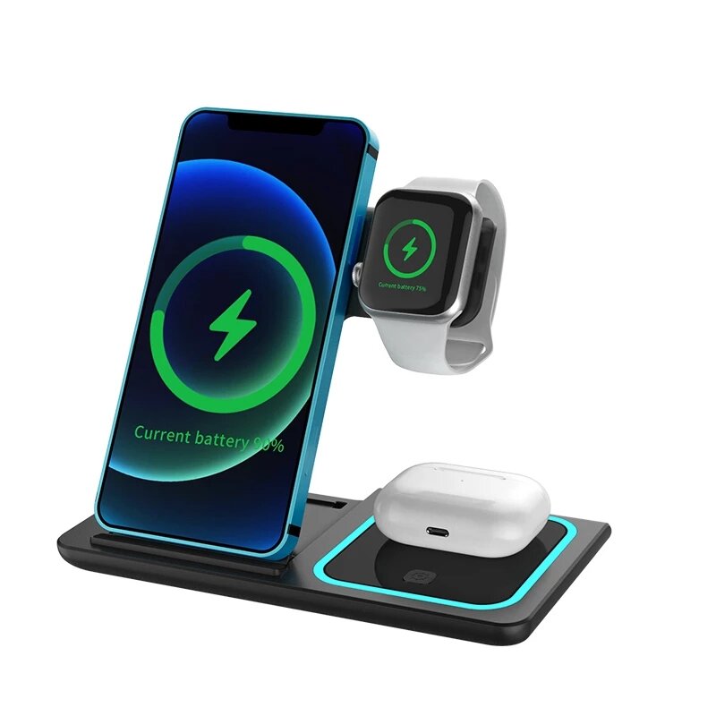 Bakeey 3-In-1 15W Wireless Charger Qi Fast Wireless Charging Pad For Qi-enabled Smart Phones For Apple Watch 5/4/3 For A