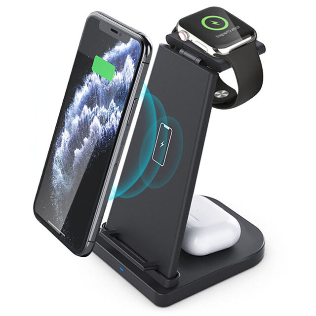 

Bakeey 3-IN-1 Qi Wireless Charger Fast Charging Dock Stand for iPhone 12 XR 11 iWatch 6 5 4 Airpods Pro