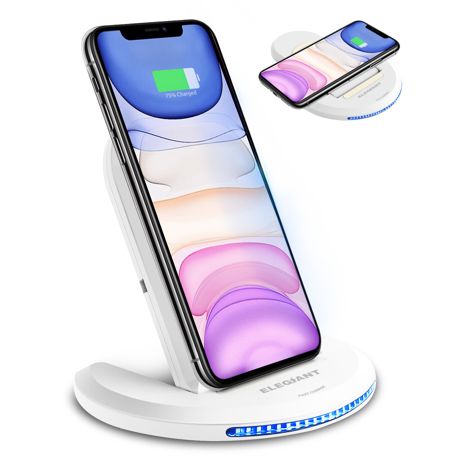 ELEGIANT U8 Foldable 15W Wireless Charger Fast Wireless Charging Stand For Qi-enabled Smart Phones For iPhone 12 Pro Max