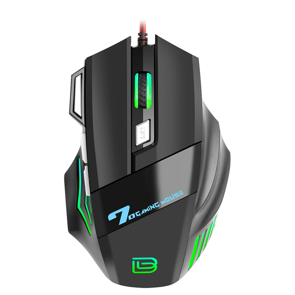 BAJEAL G5 Wired Mouse 7-Button Adjustable 4 Gears 1000-3200DPI RGB Backlit 7D Gaming Mice for PC Laptop Gamer