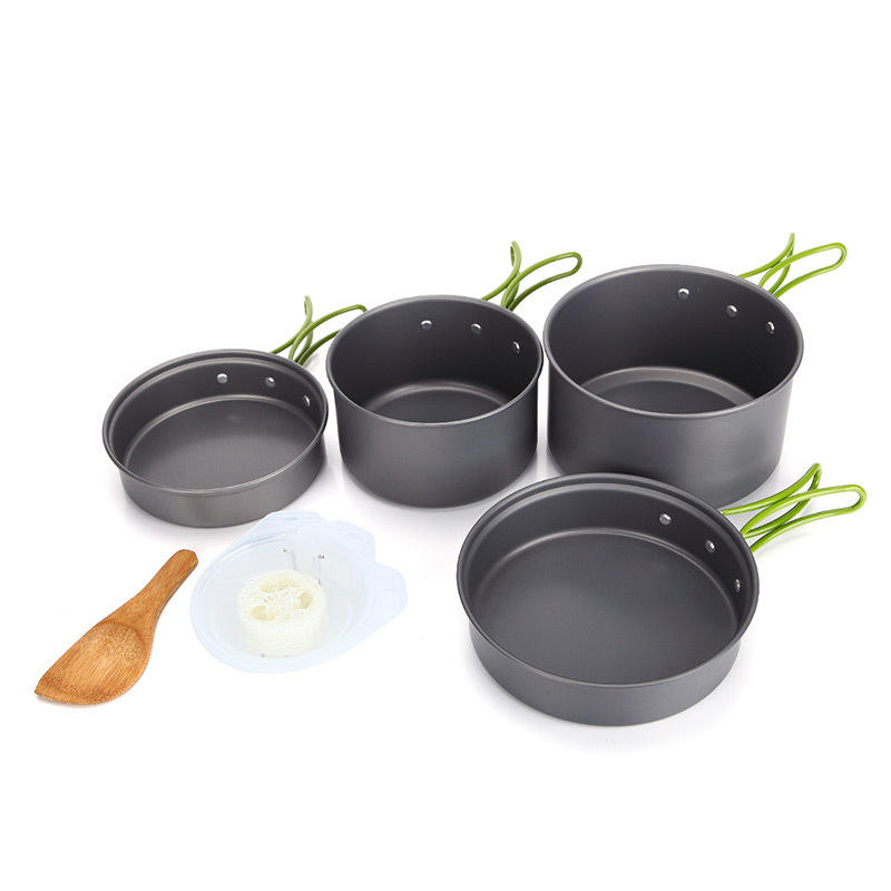 Outdoor Portable 2-3 Persons Cooking Pot Bowl Pan Set Camping Picnic Tableware Cookware 