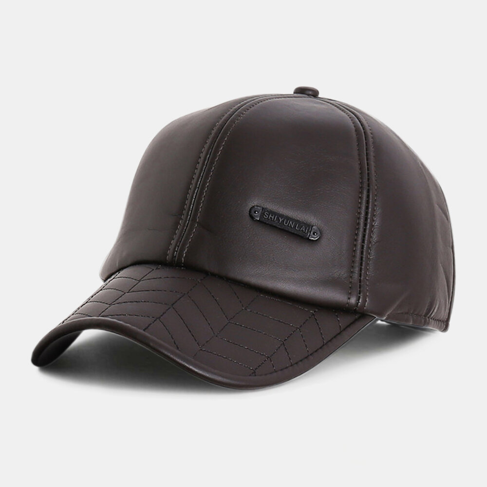 Mannen Faux Leather Warme Gehoorbescherming Casual Zonneklep Family Gift Honkbal hoed