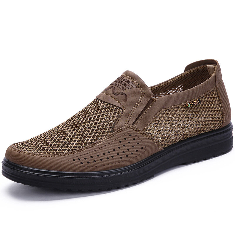 55% OFF on Men Fabric Mesh Comfy Breathable Slip On Casual Flats