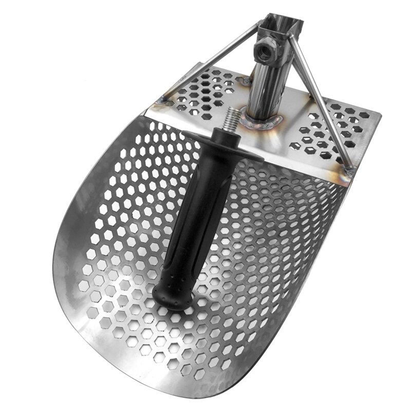 Hexagonal Sand Scoop for Metal Detecting, Stainless Steel Metal Detector for Beach Treasure Hunting Gold Rush Search Too