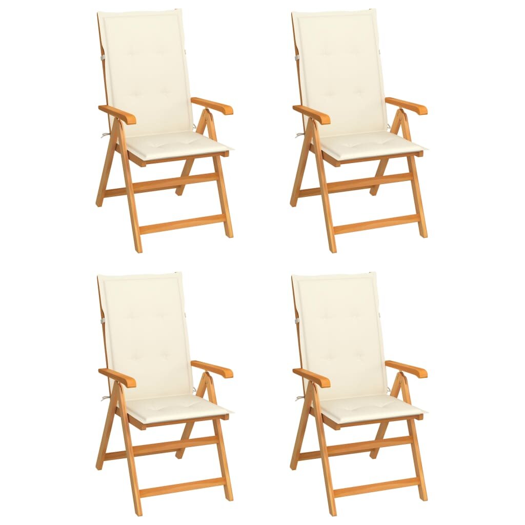 

Garden Chairs 4 pcs with Cream Cushions Solid Teak Wood