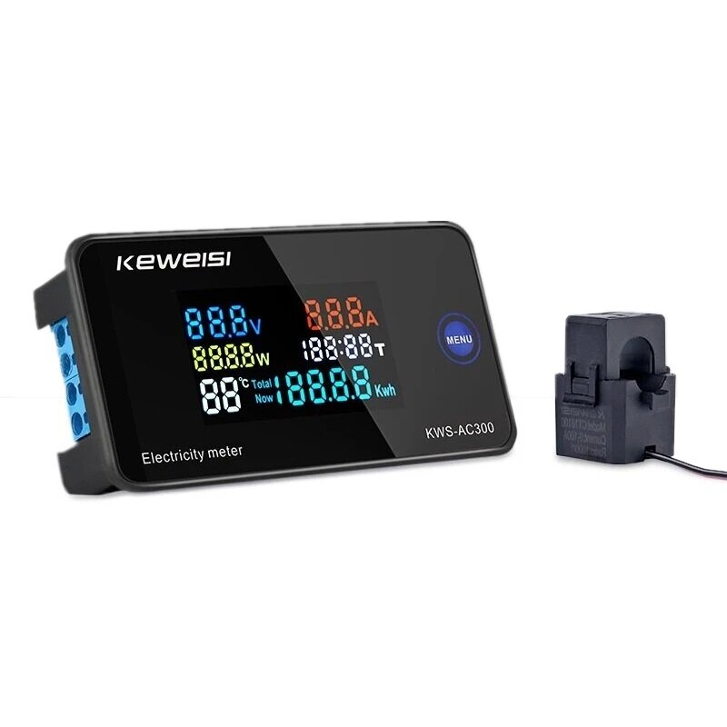 KEWEISI AC 50 ~ 300V 10A / 100A medidor de electricidad digital voltímetro amperímetro con CT potencia corriente voltaje