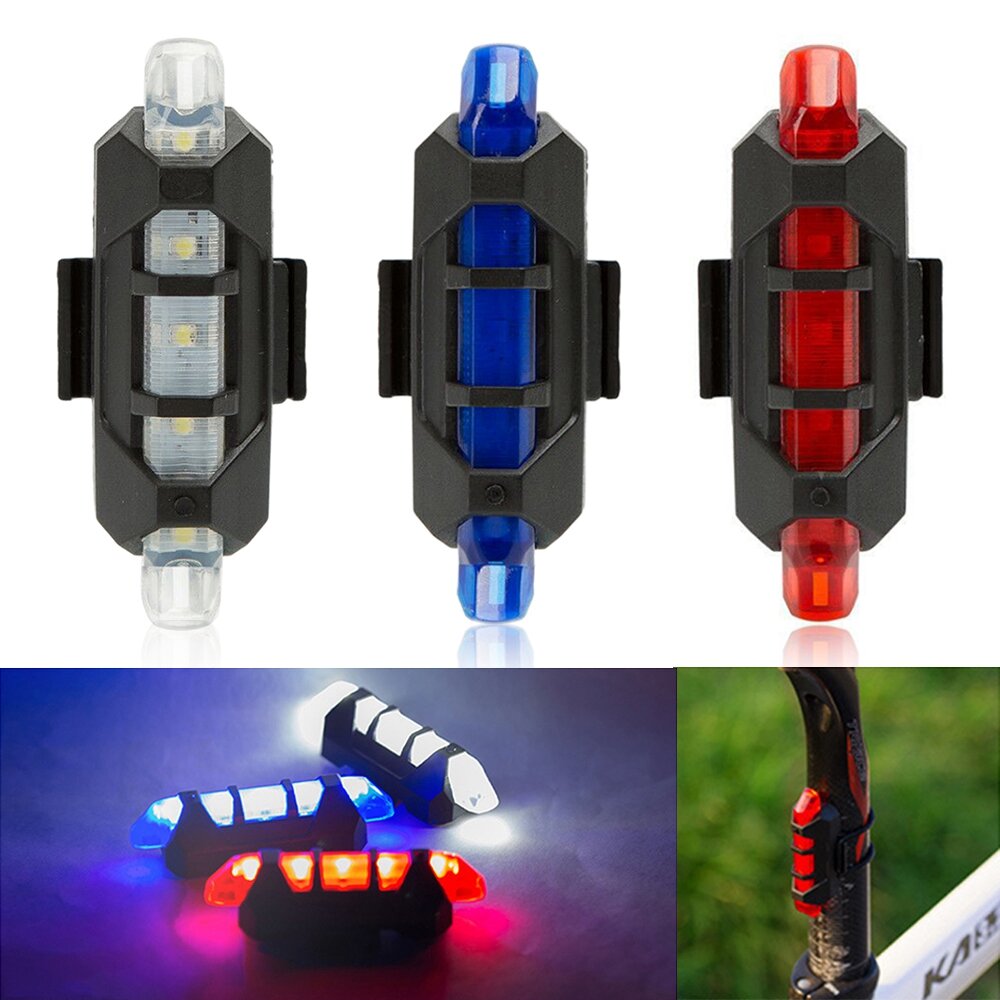 USB Rechargeable Bike LED Tail Light Bicycle Safety Cycling Warning Rear Lamps 