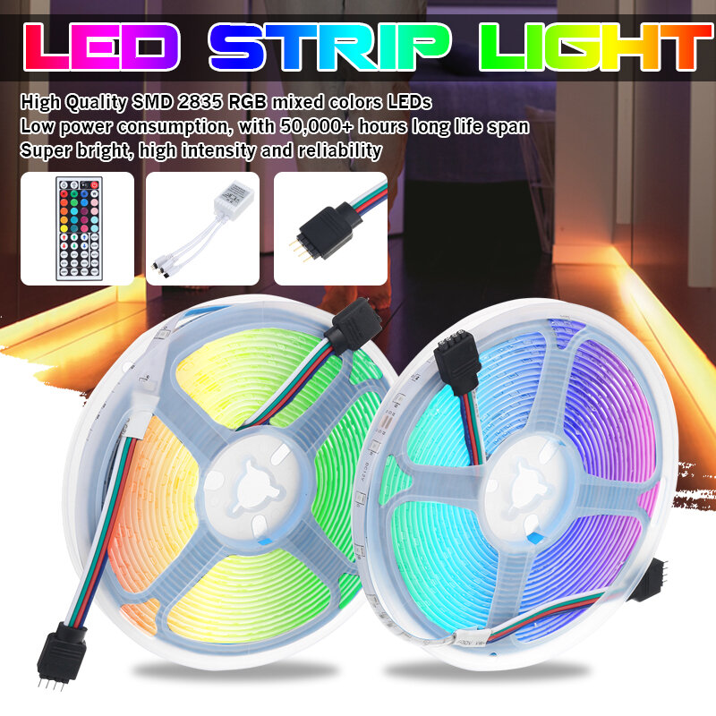 Waterdichte 2 * 5M SMD2835 LED Strip Light Kit RGB flexibele buitenbandlamp met 5A voedingsadapter +