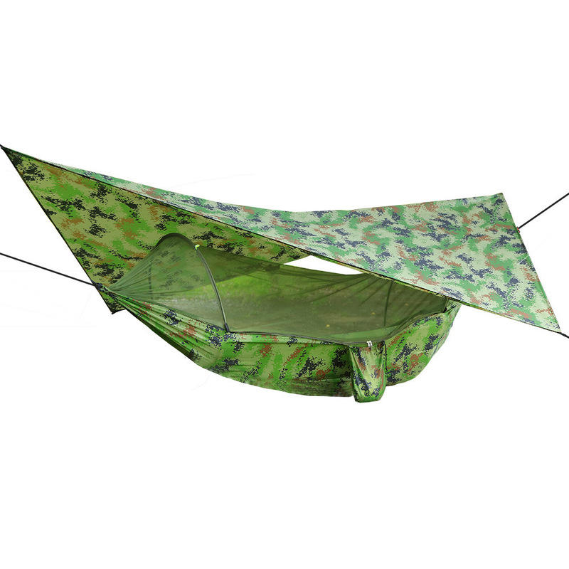 Letto sospeso doppio per esterni IPRee® 250x120cm con zanzariera + tenda da campeggio con tettoia parasole