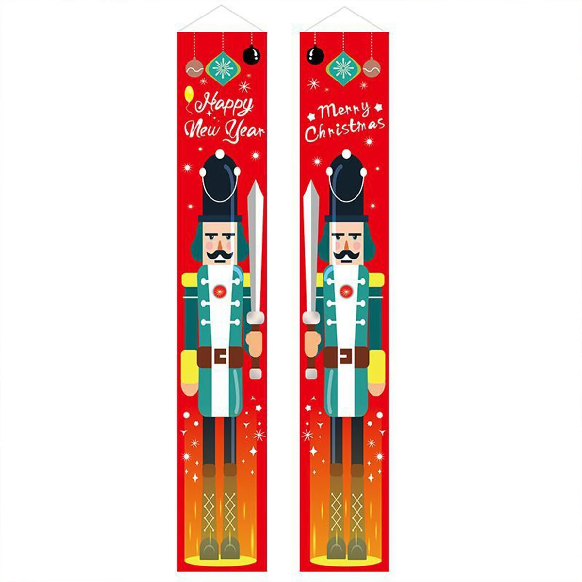 1 pair christmas banner red green nutcracker soldier pattern couplet for christmas door decoration