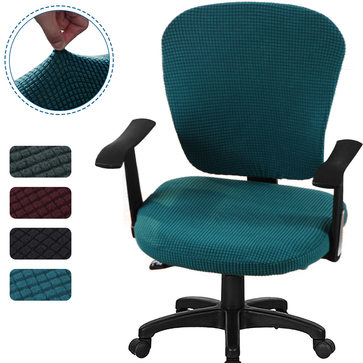 

2Pcs/set Elastic Office Chair Cover Corn Fleece Computer Rotating Chair Protector Stretch Armchair Seat Slipcover Home O