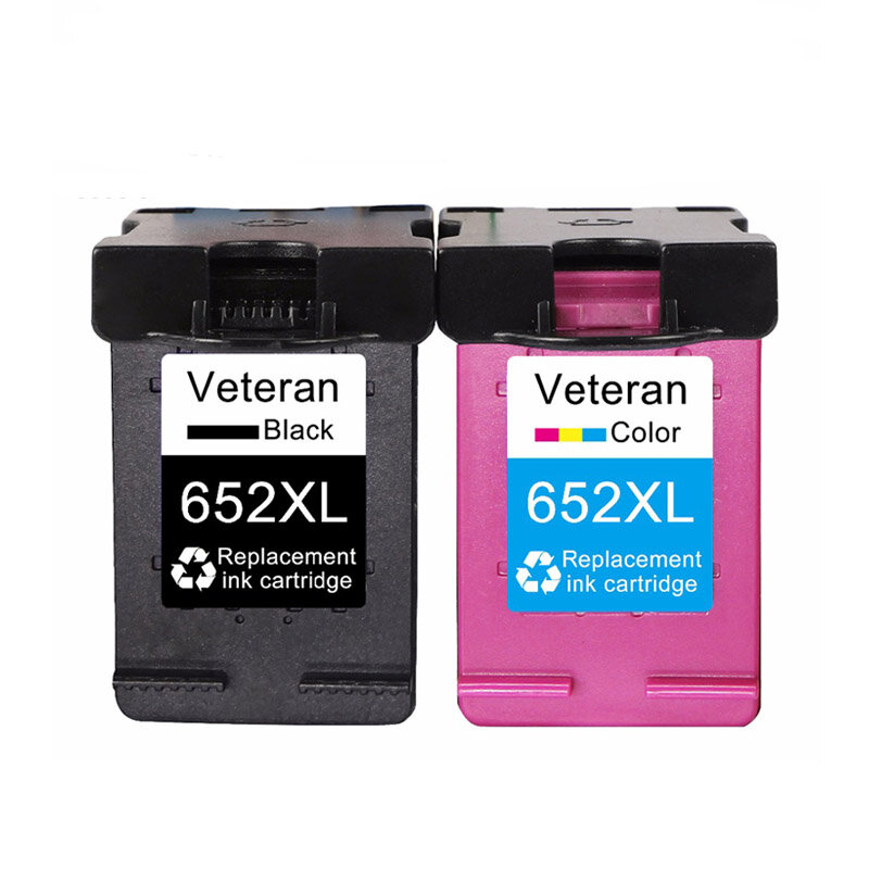 Veteran refilled 652XL Ink Cartridge for hp 652 xl hp652 Cartridge for HP Deskjet 1115 2135 3835 2675 2676 4675 5075 pri Main Features 1 Model 652XL2 Color Bk  Tri color3 Cartridge Code F6V25AEF6V24AE4 Volume Bk 18ml Tri color 18ml5 Feature Remanufactured ink Cartridge  Use the empty of original ink cartridge to Refill ink  Enlarged Sponge filled with more ink  XL size 6 Page Yield  Bk 600 pages Tri color 450 pages at A4 Format  5  Coverage   7 If your original or previous ink cartridge is 652 or 6522XL Our products are compatible for your printer 8 If your original or previous ink cartridge is NOT 652 or 652XL our products will not be suitable for your printer  9 Compatible Printer Model  for reference only  For HP Deskjet1115 1118 2135 2136 2138 3635 3636 3638 3838 38354535 4536 4538 4675 printerHP Deskjet Ink Advantage 2600 5000 and 5200 series which produced after May 1 2018HP Deskjet Ink Advantage 2675 2676 2677 2678 5075 5076 5078 5085 5088 5275 5276 5278