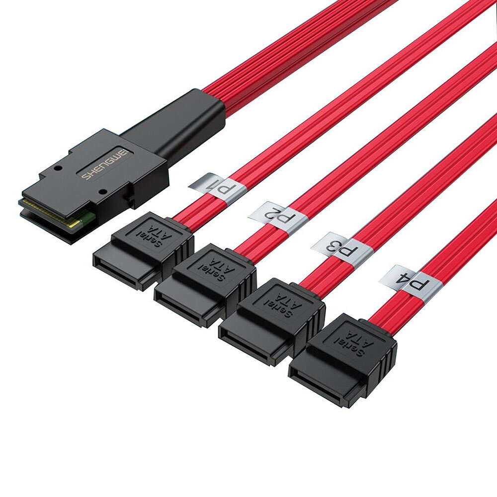 

36P Flat Head Mini SAS Cable SFF8087 to 4 SATA3 Server Hard Disk Data Cable Connector 6 Gbps 0.5m Shengwei WSAS4087A