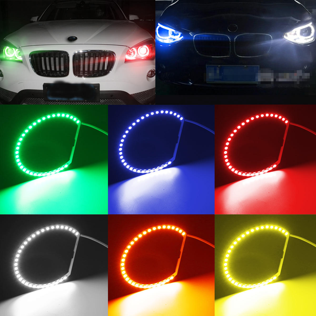 

AMBOTHER 4шт LED ангельские глазки RGB Halo Ring с Дистанционное Управление для BMW E36 E38 E39 E46 M3