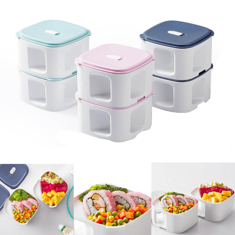 Kalar 920ml Square Lunch Box Double Layer Picnic Bento Food Container from 