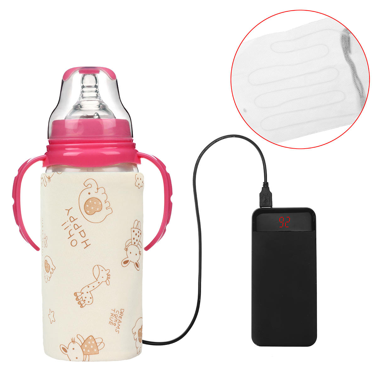 

USB Baby Feeding Milk Bottle Warmer Heating Insulation Cover Outdoor Portable