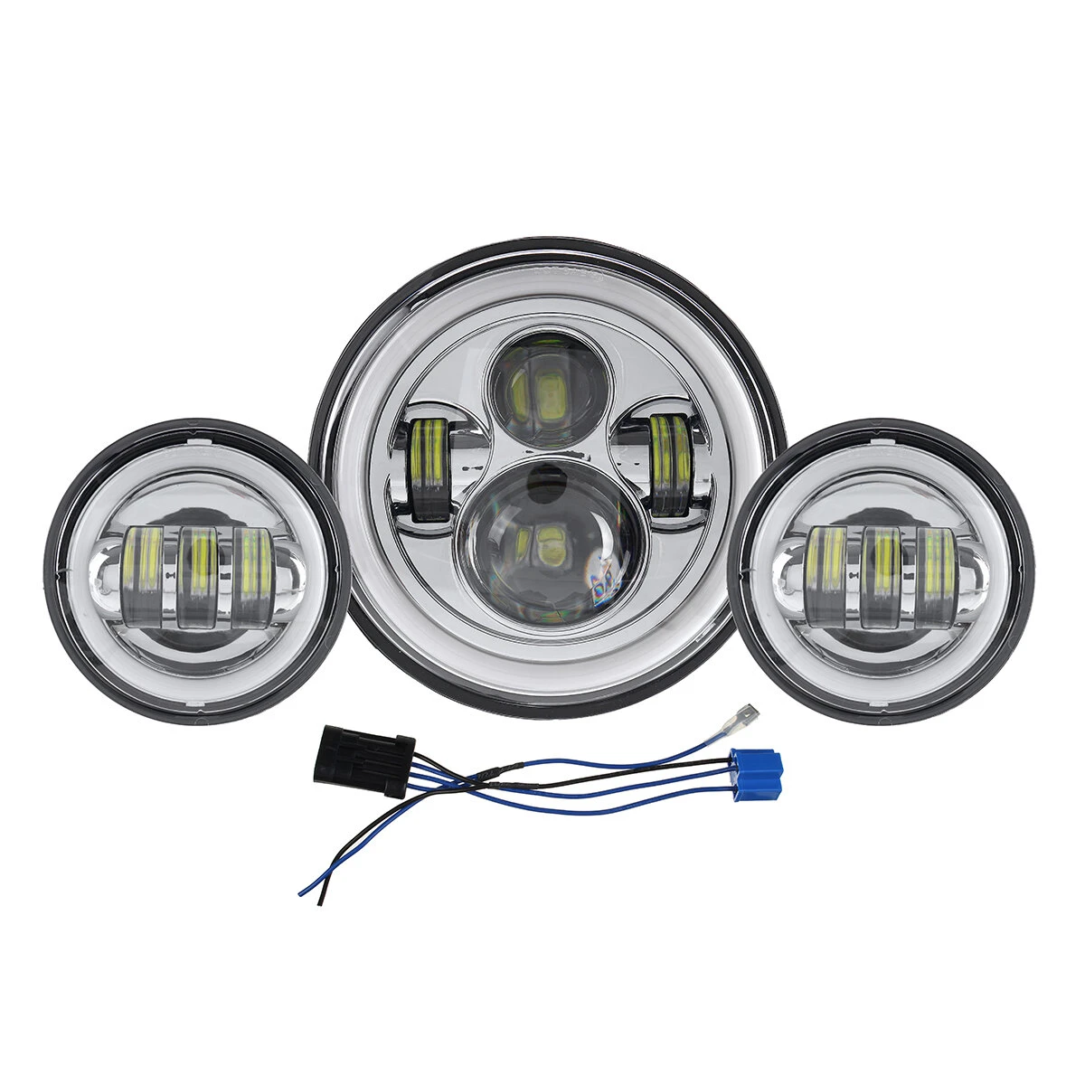 Motorcycle 7 LED Projector Headlight 4.5 Passing Auxiliary Light With Aperture White And Yellow Bicolor