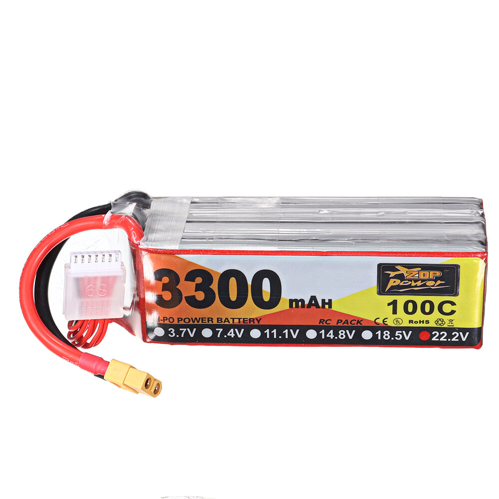 ZOP Power 22.2V 3300mAh 100C 6S Lipo-batterij XT60-stekker voor RC Racing Drone