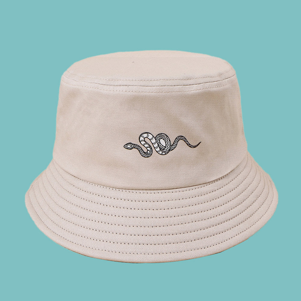 Unisex Snake Pattern Print Sun Hat Cotton Simple Versatile Sunscreen Bucket Hat